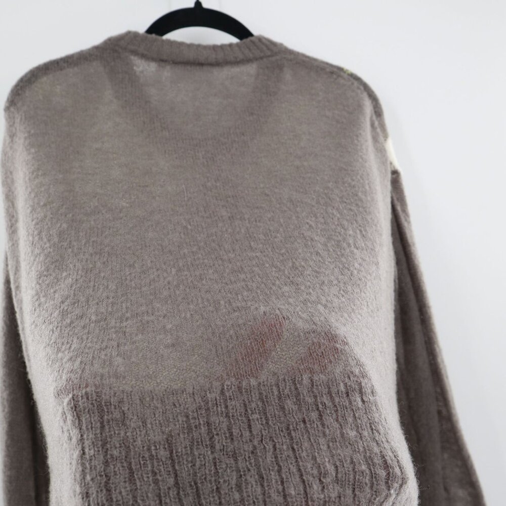Weekday Argyle Sweater Womens Small Brown Wool Open Knit Light Academia - Picture 11 of 16
